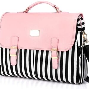 Pink and Black Striped Women's Bag